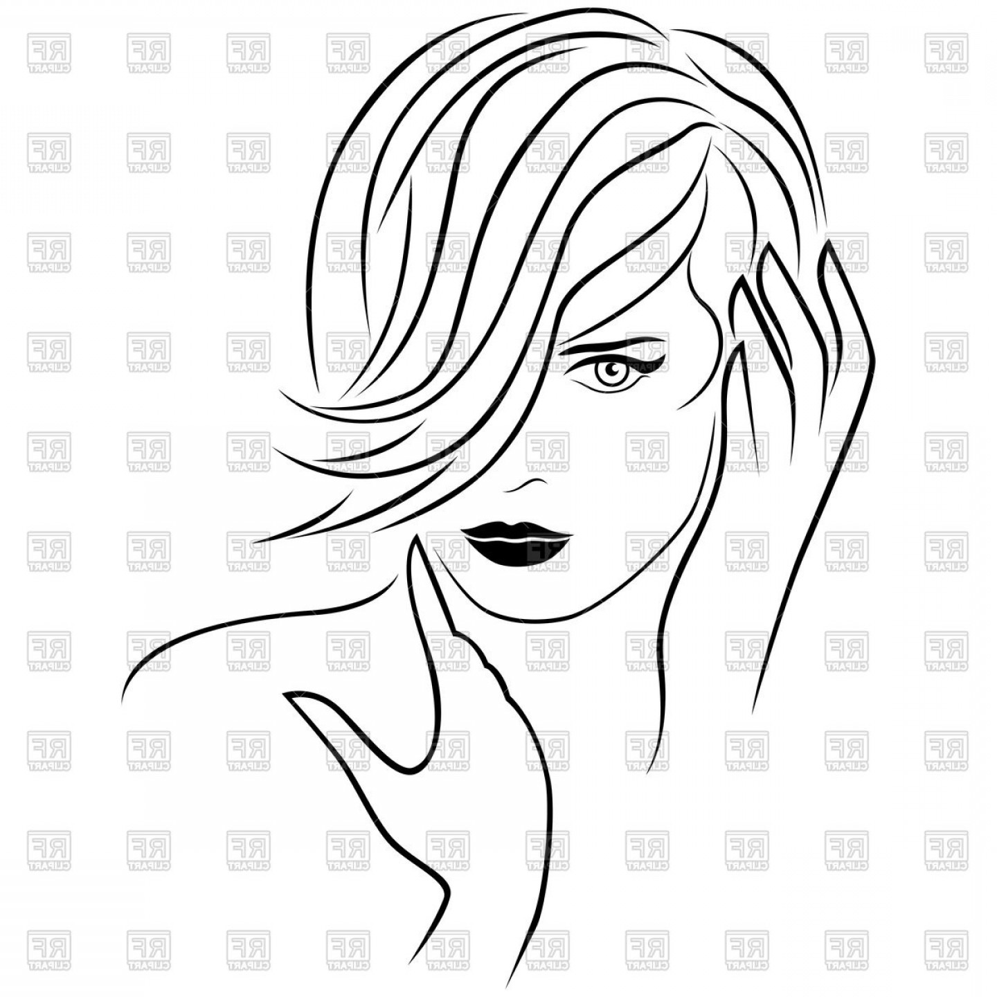 1440x1440 Cute Young Girl With Short Hairstyle Vector Clipart Hoodamathrun