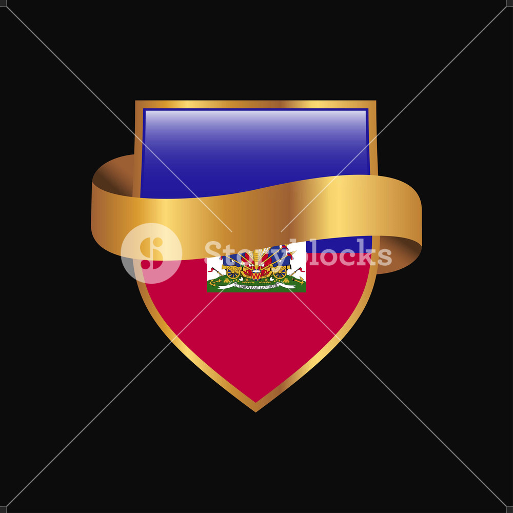 1000x1000 Haiti Flag Golden Badge Design Vector Royalty Free Stock Image