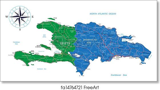 560x316 Free Art Print Of Dominican Republic And Haiti Map Highly