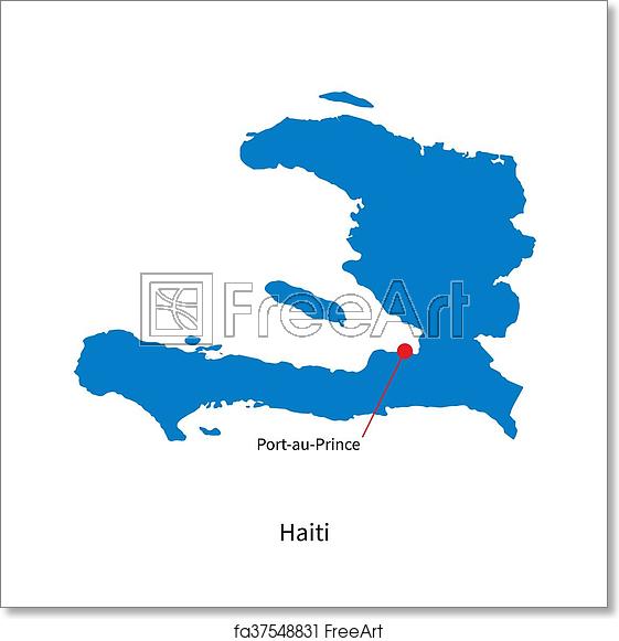 561x581 Free Art Print Of Vector Map Of Haiti And Capital City Port Au