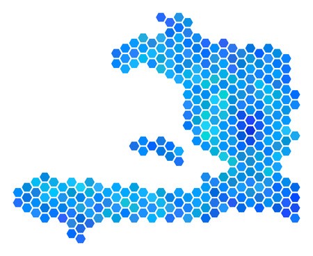 450x369 Hexagon Blue Haiti Map Vector Geographic Map In Blue Color Hues