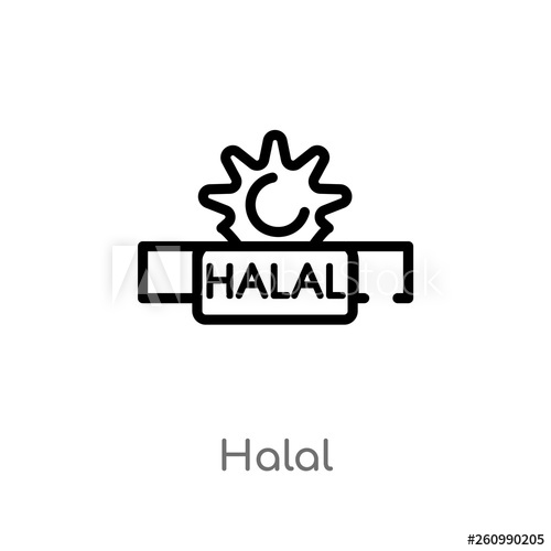 500x500 Outline Halal Vector Icon Isolated Black Simple Line Element