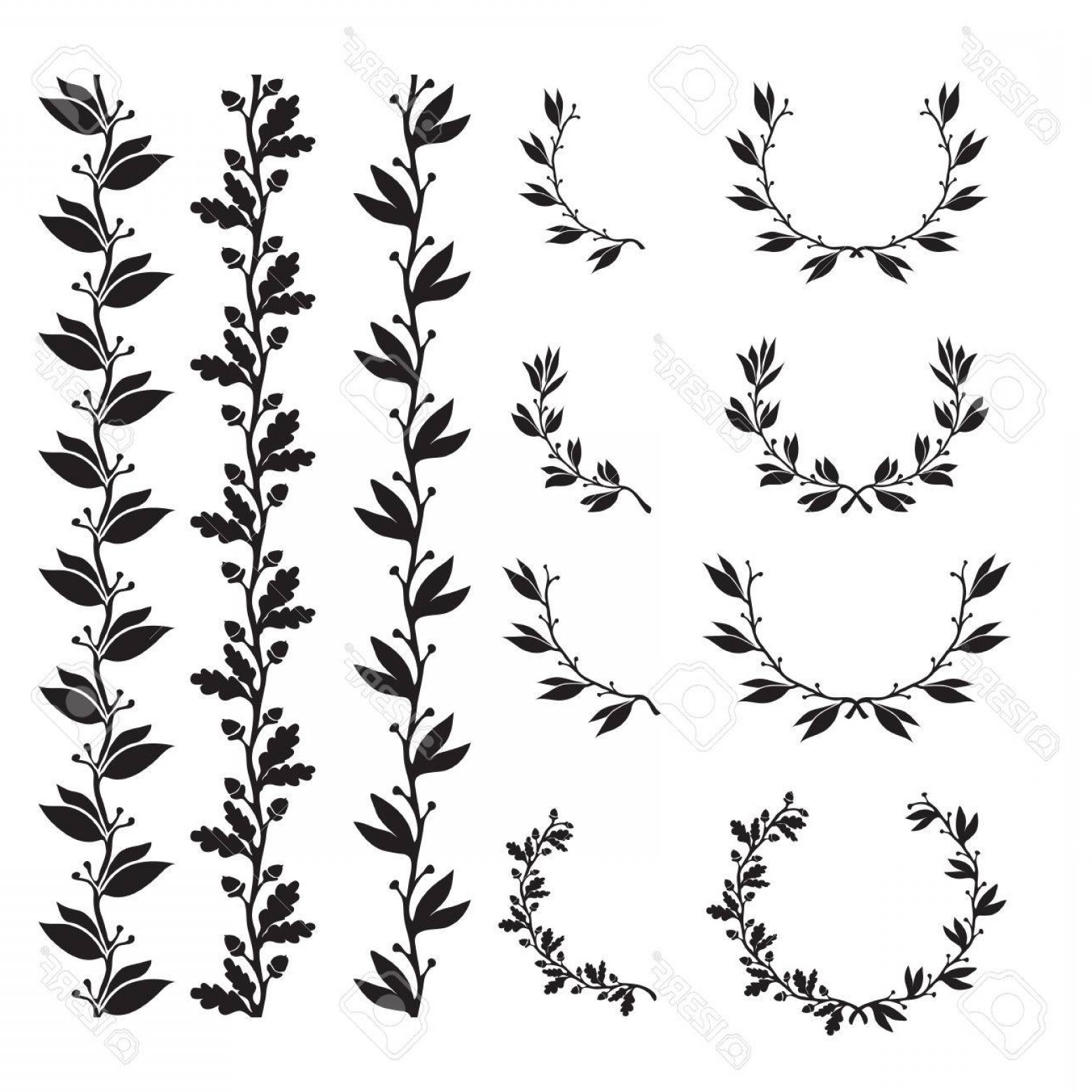 Photostock Vector Silhouette Laurel And Oak Wreaths In Different 1560x1560 Photostock Vector Silhouette Laurel And Oak Wreaths In Different