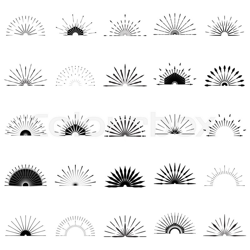 800x800 Big Set Of Retro Sun Burst Shapes Stock Vector Colourbox