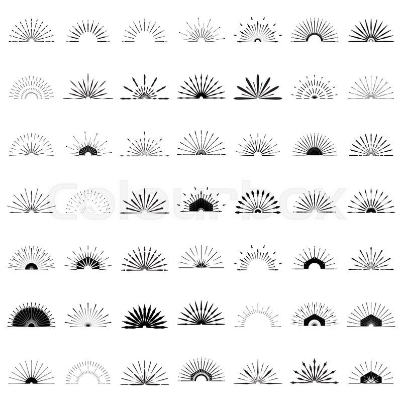 800x800 Big Set Of Retro Sun Burst Shapes Stock Vector Colourbox