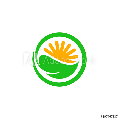 500x500 Green Circle With Leaf And Half Sun Inside It