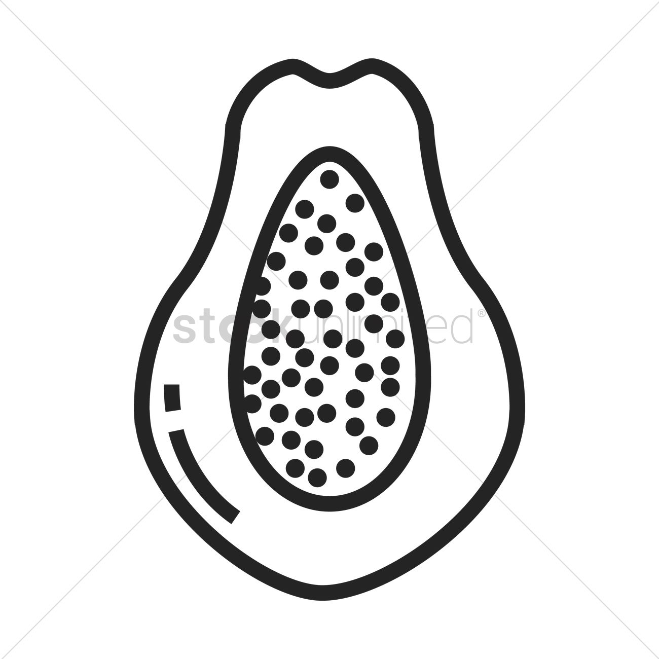 Papaya Cut Into Half Vector Image 1300x1300 Papaya Cut Into Half Vector Image