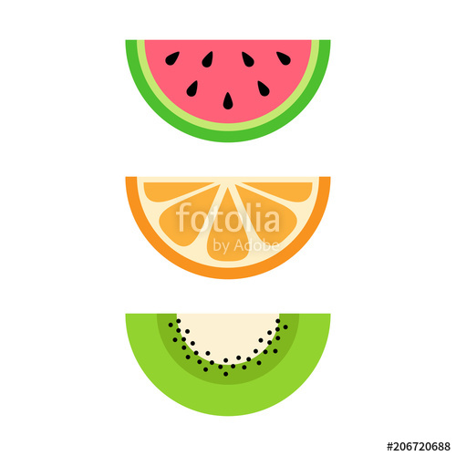 Set Of Summer, Tropical Fruits, Vector Illustration Half Sliced 500x500 Set Of Summer, Tropical Fruits, Vector Illustration Half Sliced