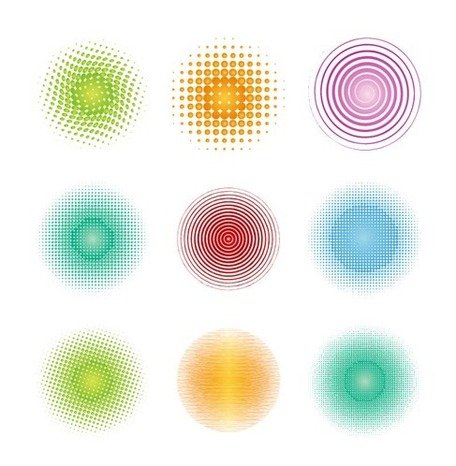 456x466 Free Colorful Halftone Circles Element Vector Sets Clipart