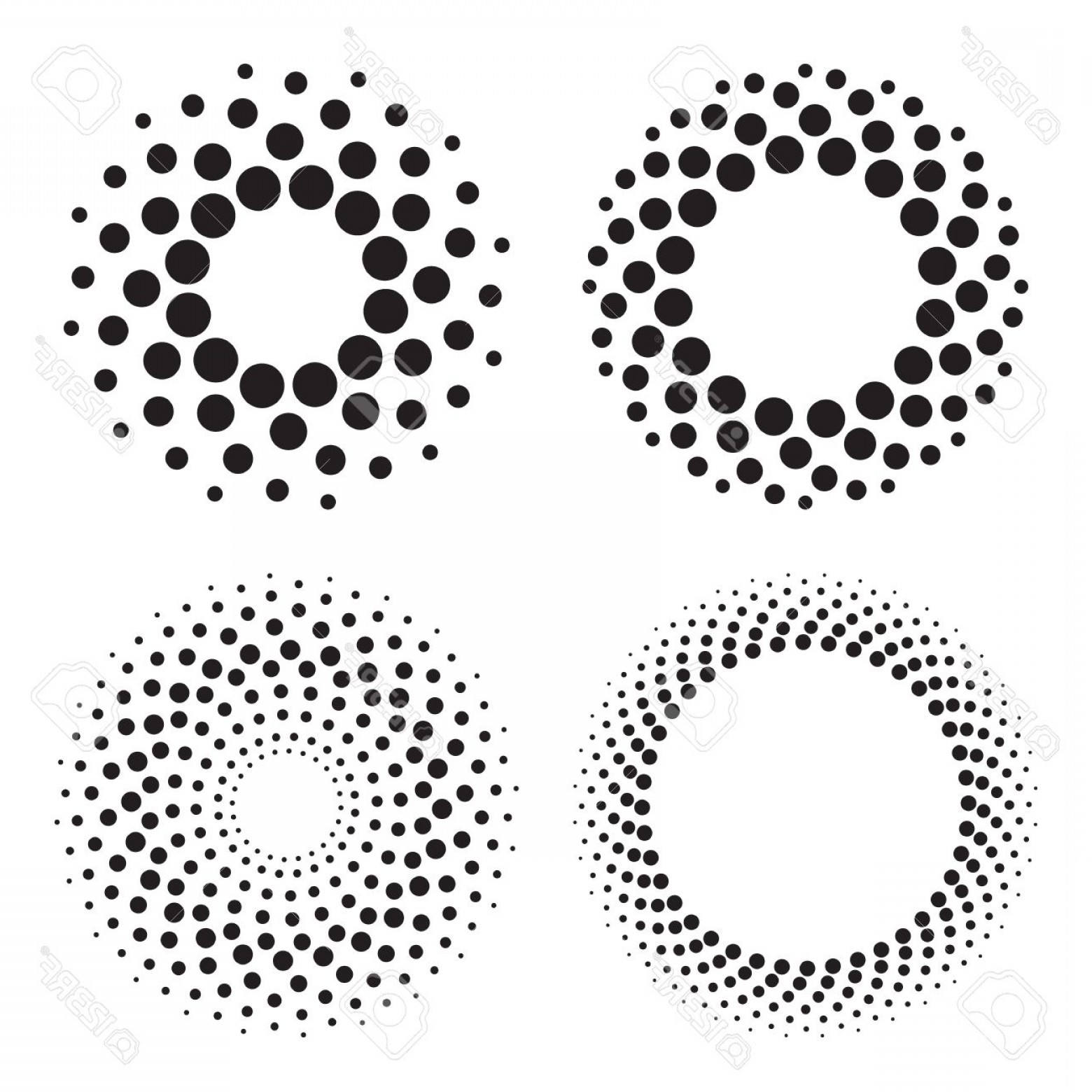 1560x1560 Photostock Vector Four Halftone Circles Of Dots Design Elements