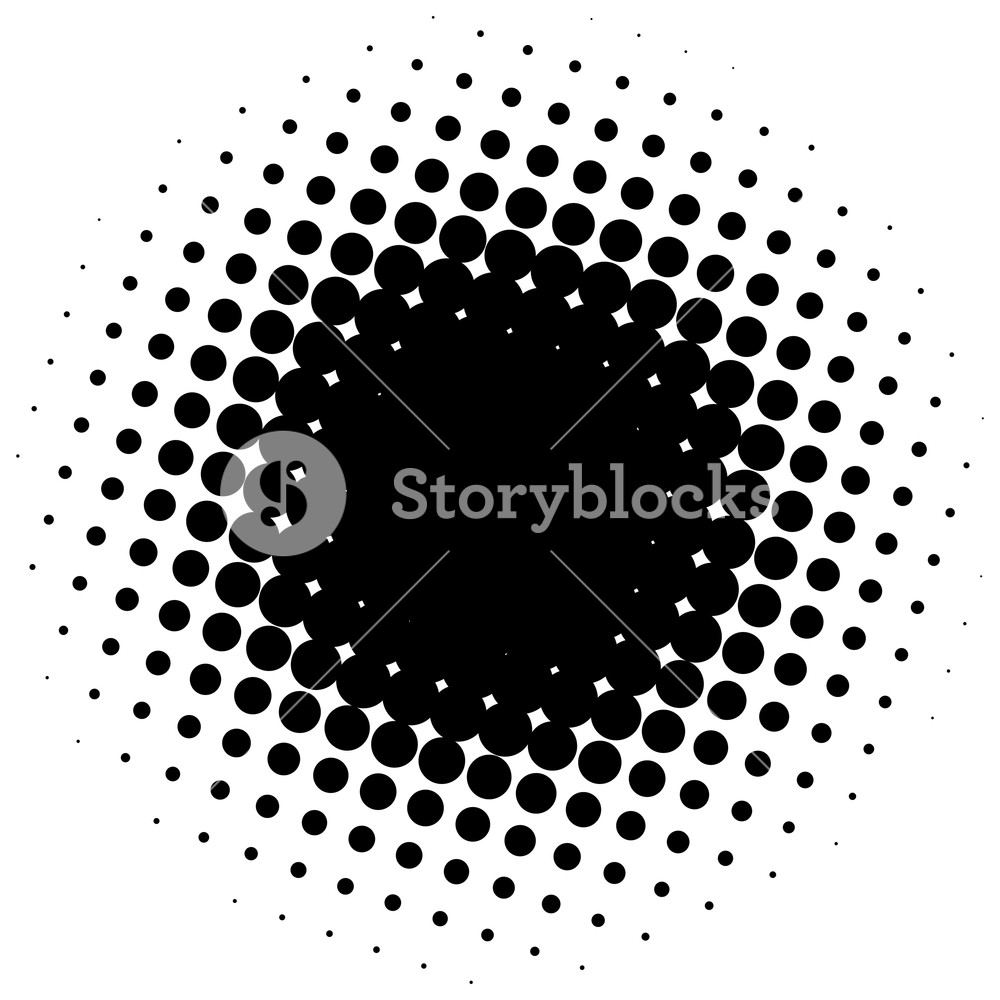 1000x1000 Black Abstract Halftone Circle Made Of Dots Vector Illustration