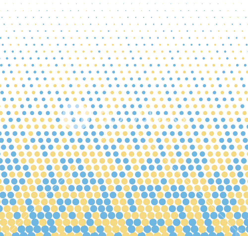 1000x951 Halftone Pattern With Blue And Yellow Dots Vector Background