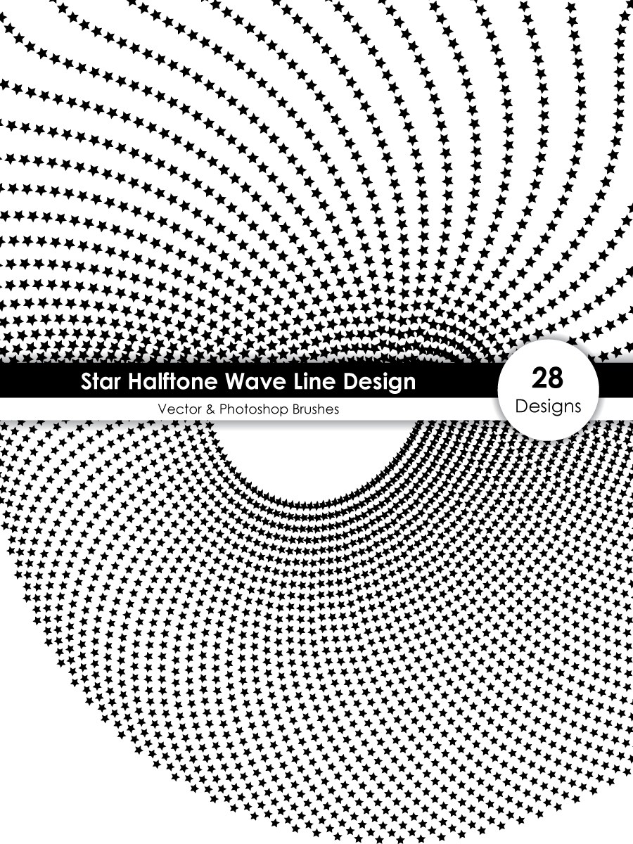 Star Halftone Wave Line Design Vector And Photoshop Brush Pack 900x1200 Star Halftone Wave Line Design Vector And Photoshop Brush Pack