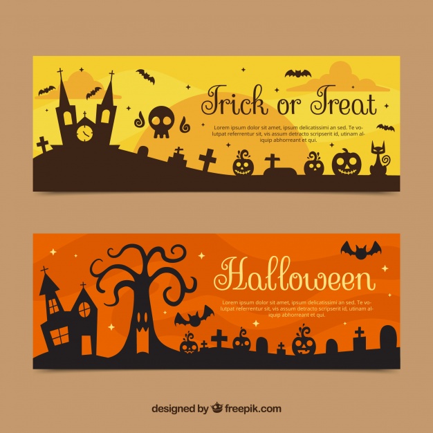 Halloween Banners With Mansion And Tombstones Vector Free Download 626x626 Halloween Banners With Mansion And Tombstones Vector Free Download