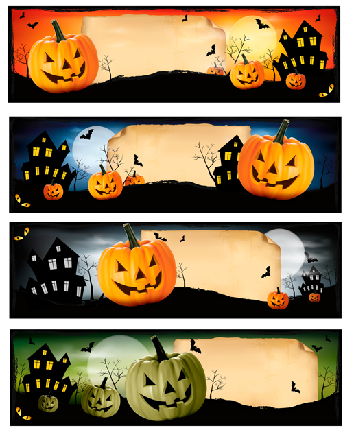 Halloween Night Banner Vector Set Free Download 500x643 Halloween Night Banner Vector Set Free Download