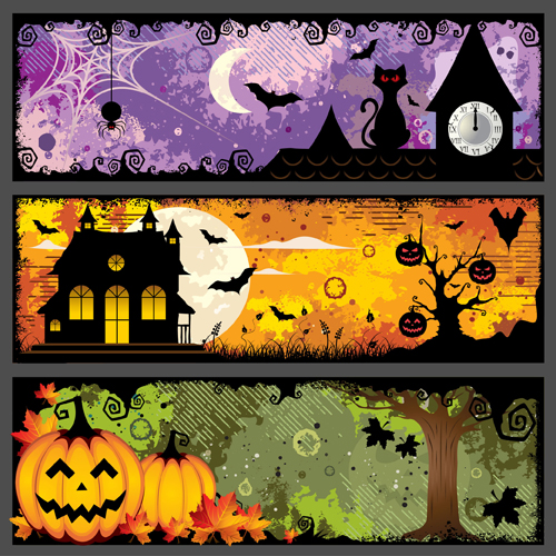 Halloween Night Banner Vector Set Free Download 500x500 Halloween Night Banner Vector Set Free Download