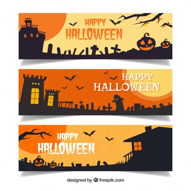 626x626 Set Of Halloween Banners With Dark Landscapes Vector Free Download
