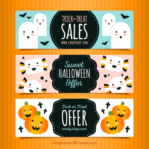 626x626 Funny Halloween Banners With Offers Vector Free Download
