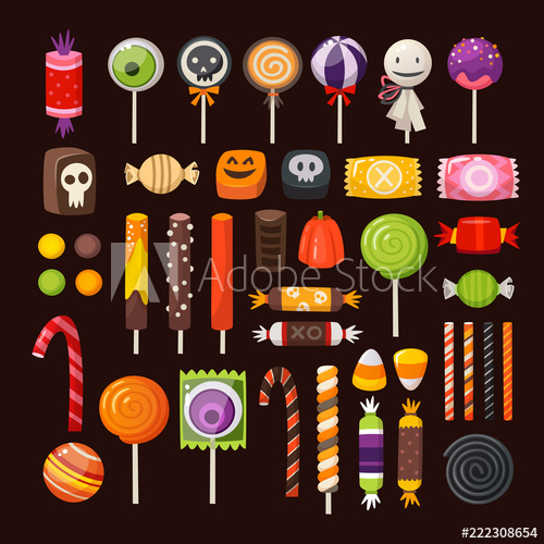Set Of Halloween Sweets And Candies Vector Icons 500x500 Set Of Halloween Sweets And Candies Vector Icons