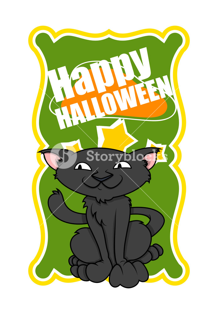 694x1000 Halloween Cat Vector Banner Royalty Free Stock Image