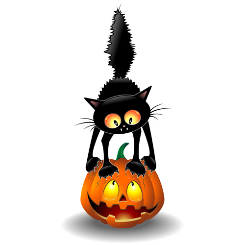 500x500 Halloween Spooky Pumpkins And Cat Vector Free Download