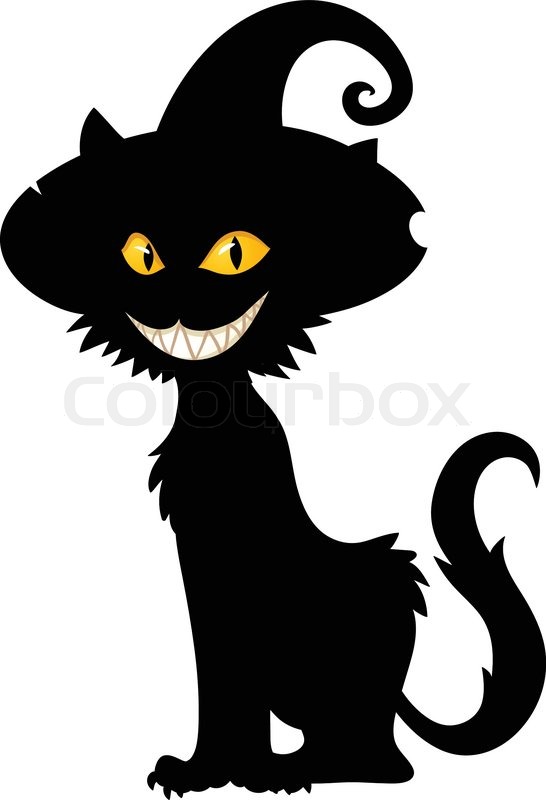 546x800 Halloween Witch Cat Silhouette Vector Stock Vector Colourbox