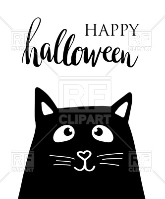 333x400 Happy Halloween Lettering And Cat Vector Image Of Plants