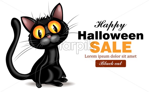 623x385 Black Cat Vector Halloween Card Black Friday Sale Holiday Poster