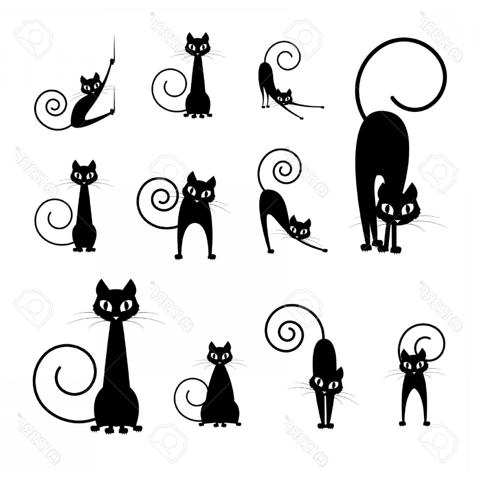 1560x1560 Photostock Vector Black Cat Silhouette Collections Cartoon Cat