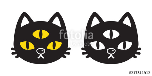 500x250 Cat Vector Icon Halloween Cartoon Logo Kitten Calico Character