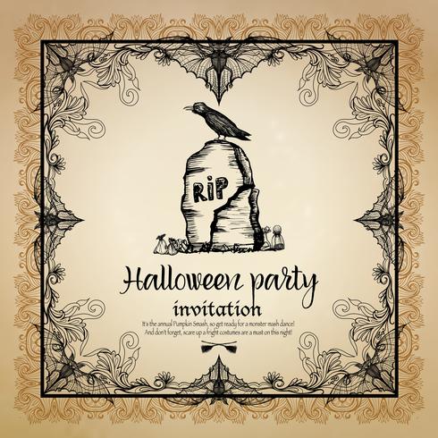 490x490 Halloween Vintage Invitation With Frame