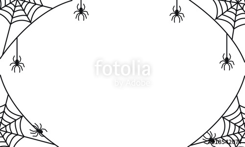 500x300 Spooky Halloween Frame Or Border With Black Spider Web And Hanging