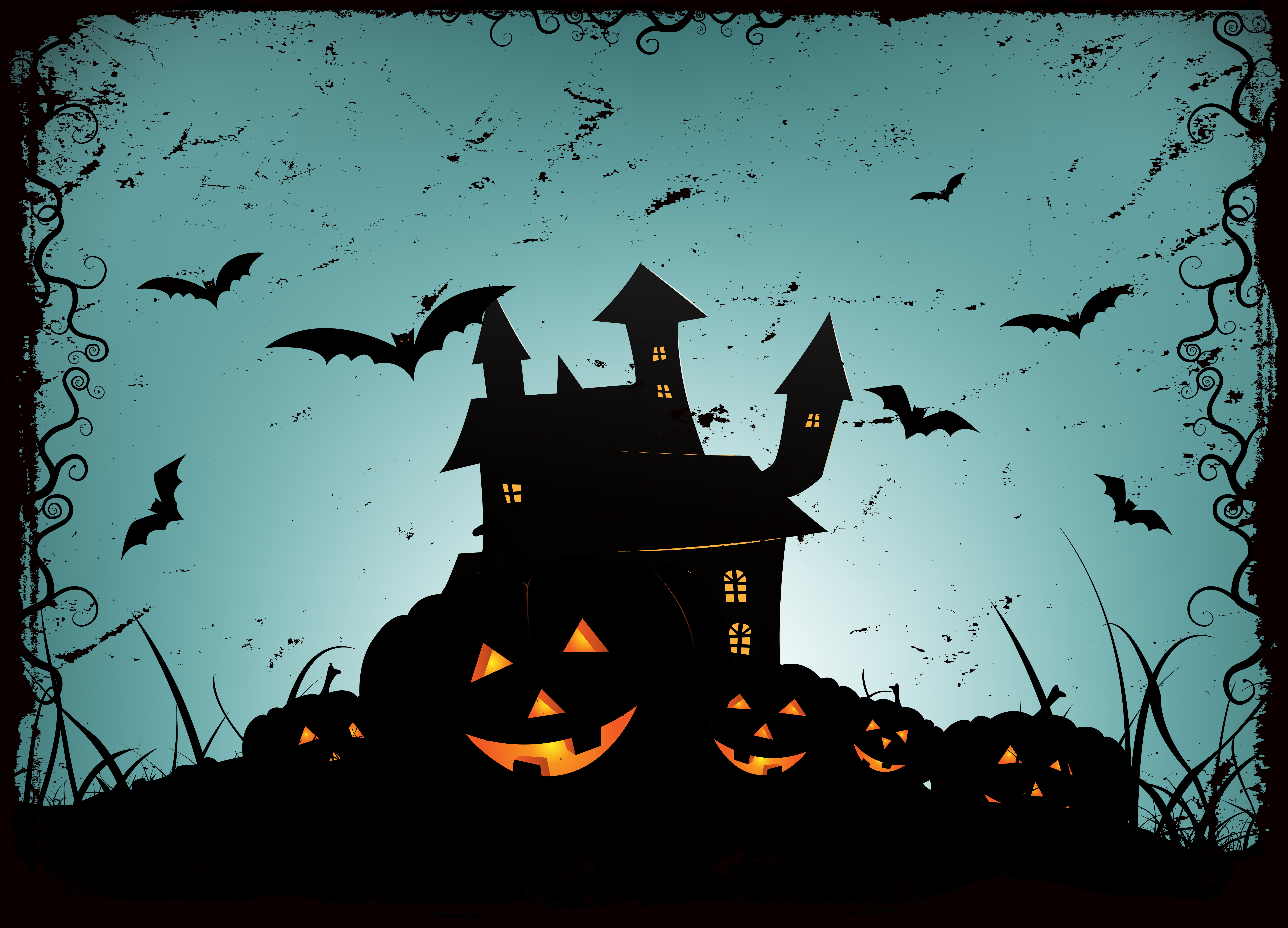 7087x5108 Halloween Frame Free Vector Art