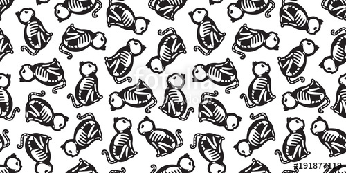 Cat Seamless Pattern Halloween Vector Cat Skull Skeleton Bone 500x250 Cat Seamless Pattern Halloween Vector Cat Skull Skeleton Bone