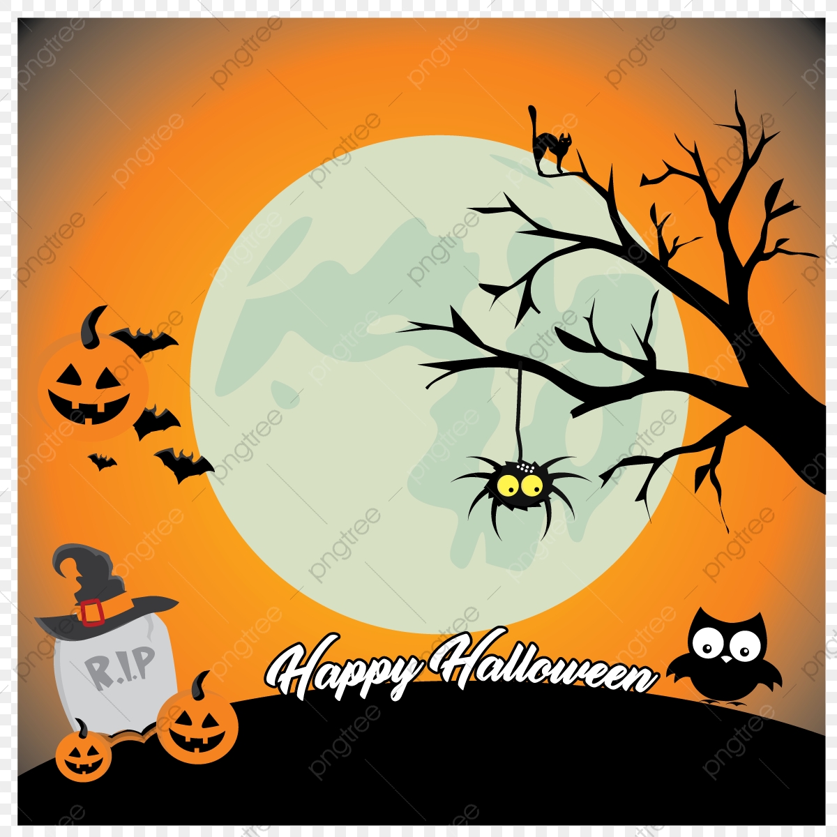 1200x1200 Halloween Posters, Moon, Orange, Halloween Vector Png And Vector