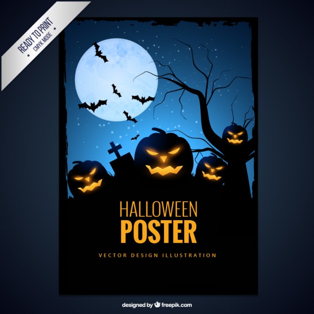 626x626 Halloween Poster With Creepy Pumpkin Vector Free Download