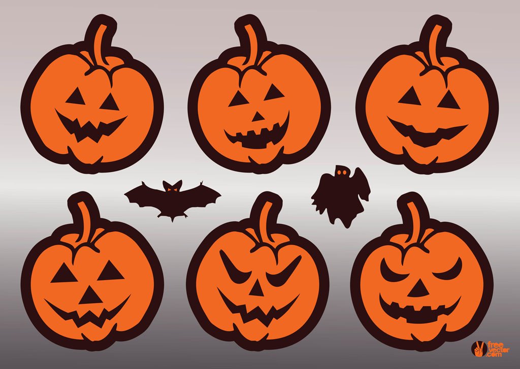 1024x727 Halloween Pumpkins Vector Vector Art Graphics
