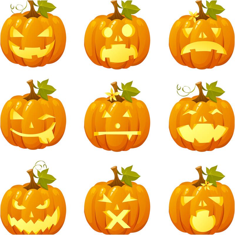 800x800 Halloween Pumpkins Vector Set Of Beautiful Cartoon Styled