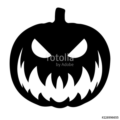 500x500 Simple, Black, Silhouette Carved Halloween Pumpkin Scary Carved