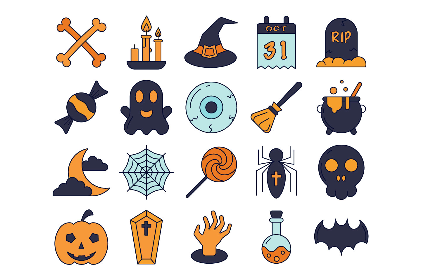 1440x960 Halloween Vector Free Icon Set