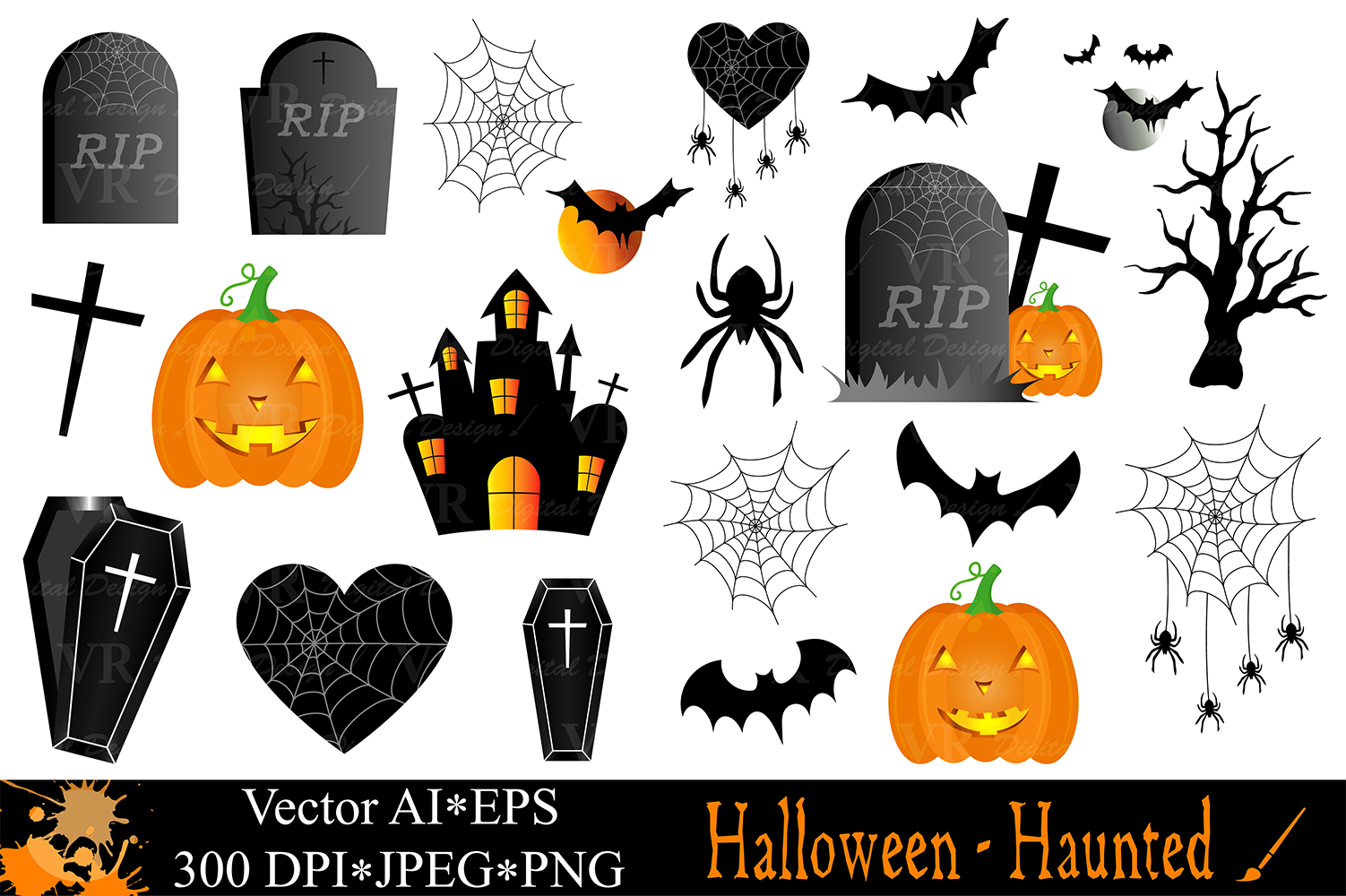1502x1000 Halloween Clipart With Haunted House, Haunted Tree, Pumpkins
