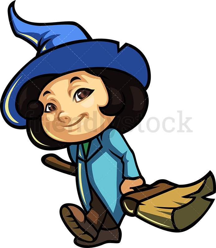 695x796 Little Girl Witch In Halloween Costume Cartoon Clipart Vector