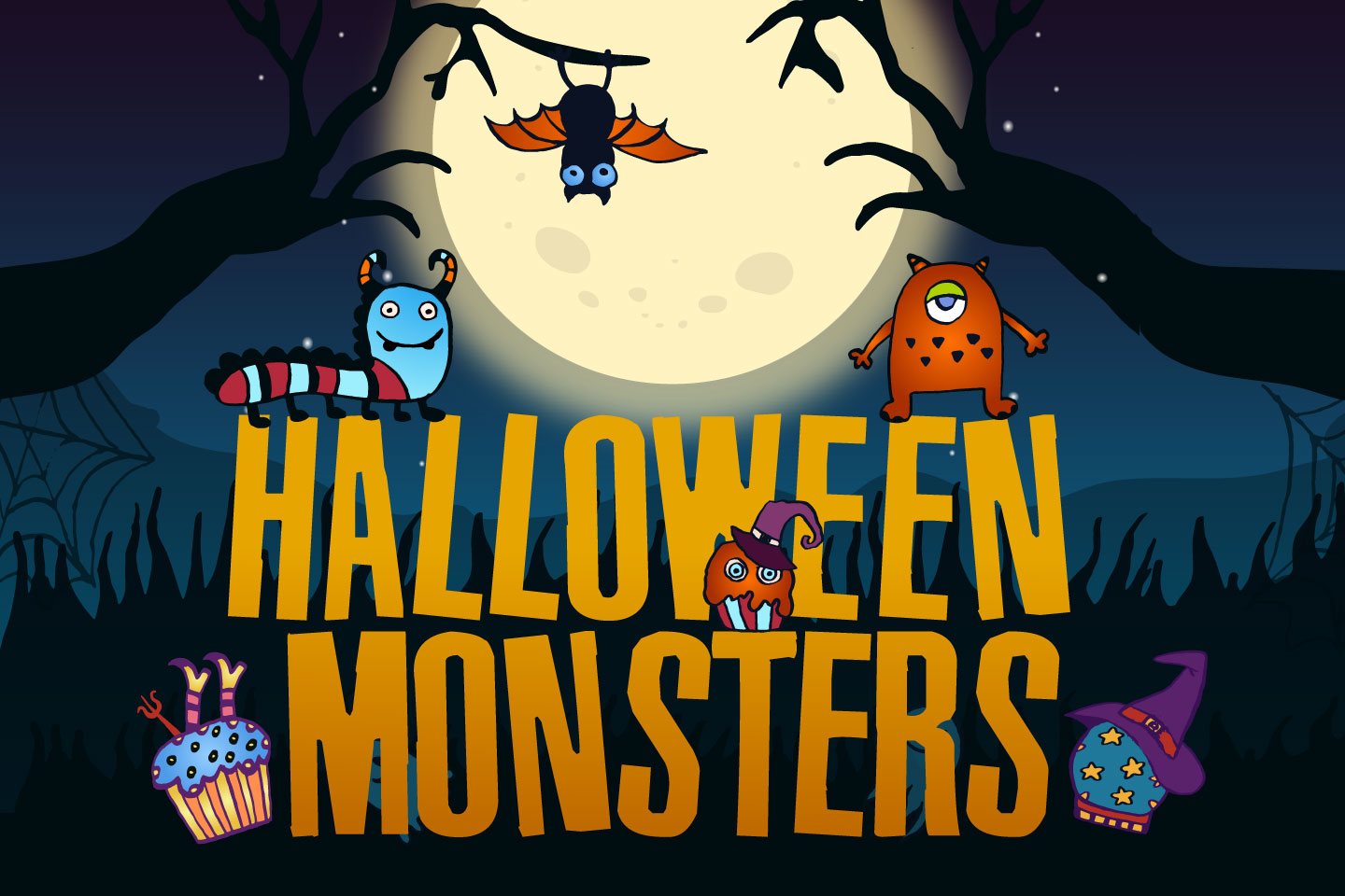 1440x960 Halloween Monsters Free Vector Illustration