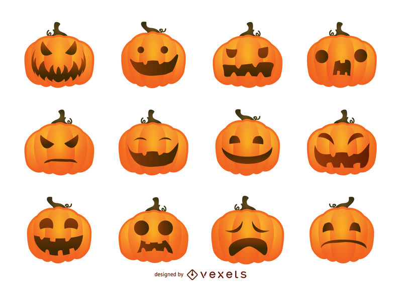 798x570 Halloween Vector Pumpkins Set
