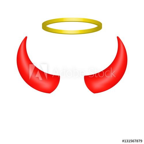 Red Devil Horns And Angel Halo Vector Illustration 500x500 Red Devil Horns And Angel Halo Vector Illustration