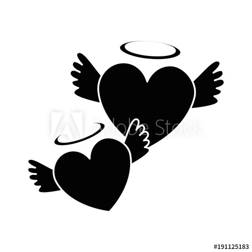 Hearts Love With Wings And Halo Vector Illustration Design 500x500 Hearts Love With Wings And Halo Vector Illustration Design