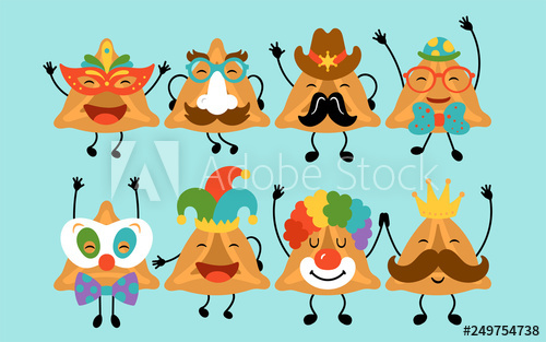 Purim Holiday Cute Hamantaschen Cookies Funny Cartoon Characters 500x313 Purim Holiday Cute Hamantaschen Cookies Funny Cartoon Characters