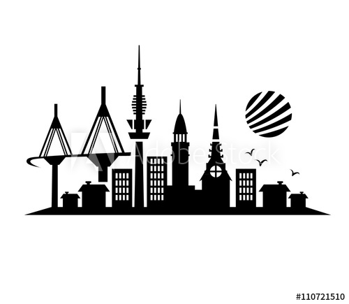 500x435 Hamburg Silhouette Skyline