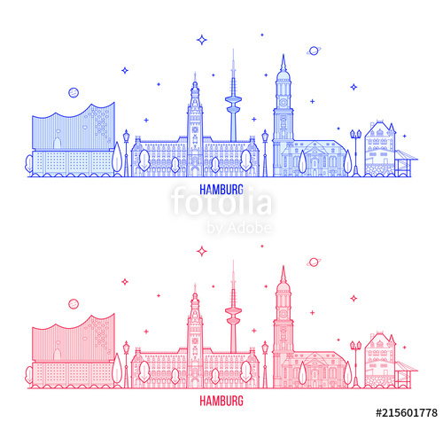 500x476 Hamburg Skyline Germany City Buildings Vector Stock Image