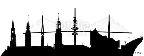 500x195 Skyline Hamburg, Vector Stock Image And Royalty Free Vector
